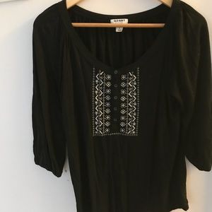 Black with Aztec pattern peasant top Old Navy